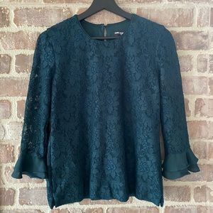 Karl Lagerfeld Paris Lace Floral Bell Sleeve Blouse